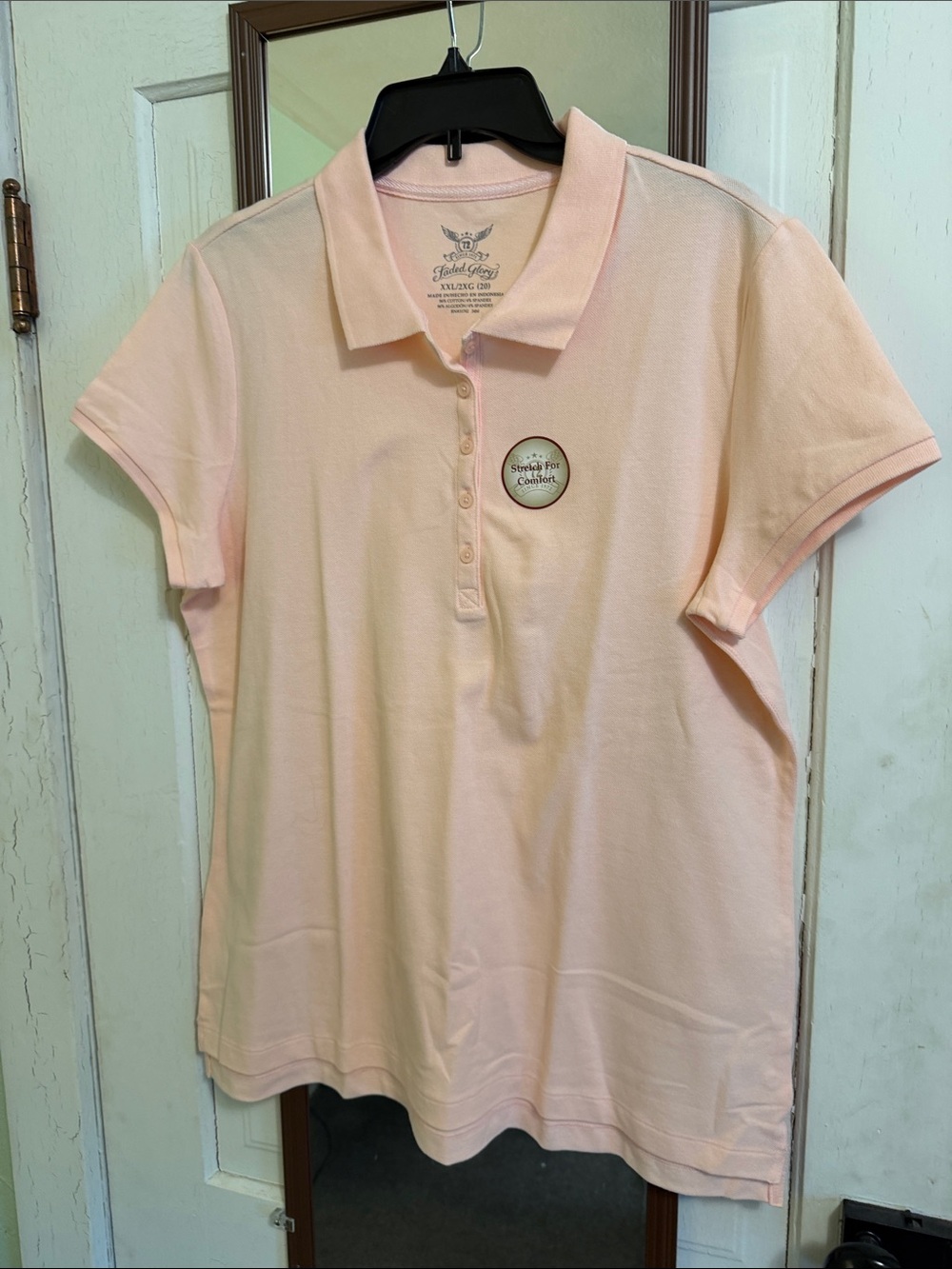Faded Glory Soft Pale Pink Polo